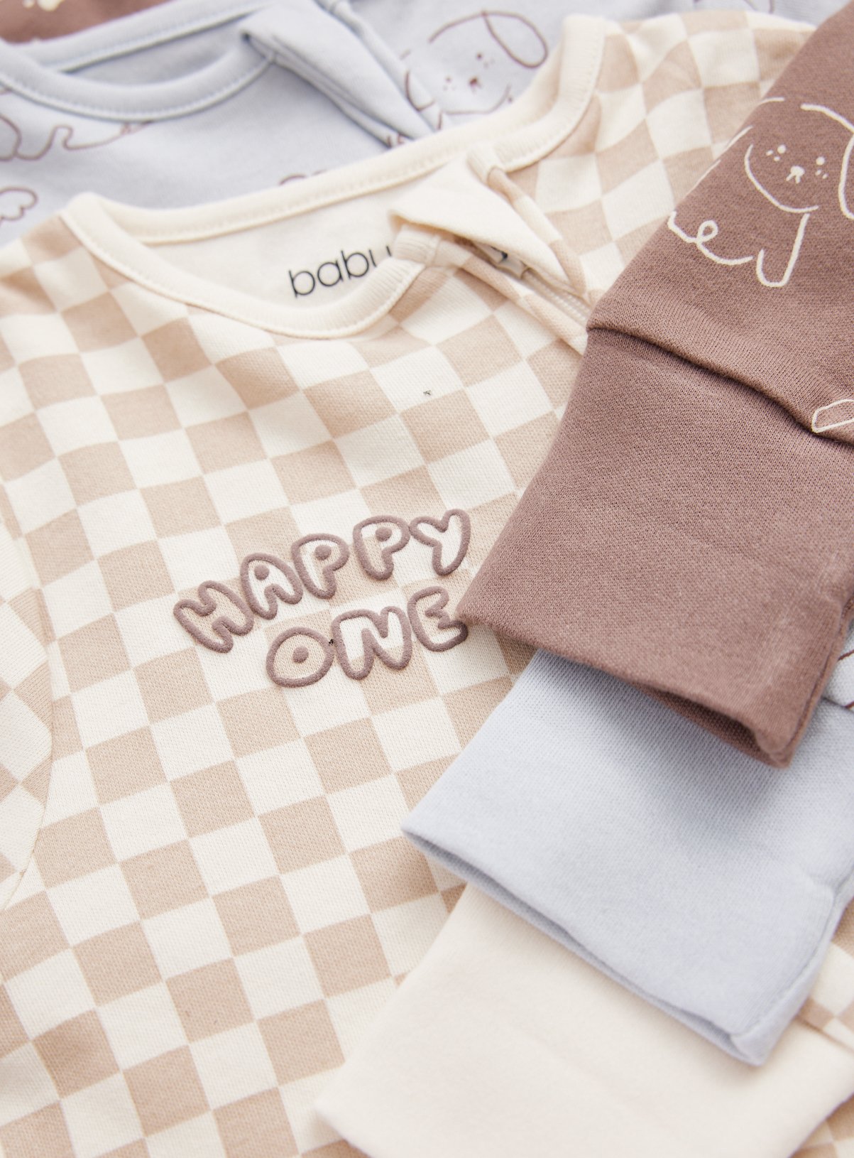 Dog Print Zip Sleepsuits 3 Pack Newborn - Image 2 thumbnail